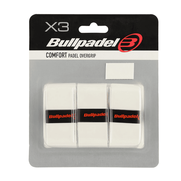 White Bullpadel Comfort overgrip for padel rackets, designed to provide a comfortable, secure, and non-slip grip.