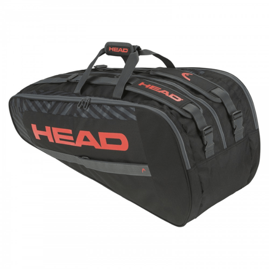 Black and gray sports bag with red 'HEAD' logo on a white background