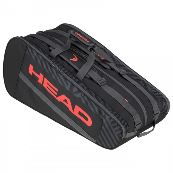 Black and red sports bag with 'HEAD' branding on a white background