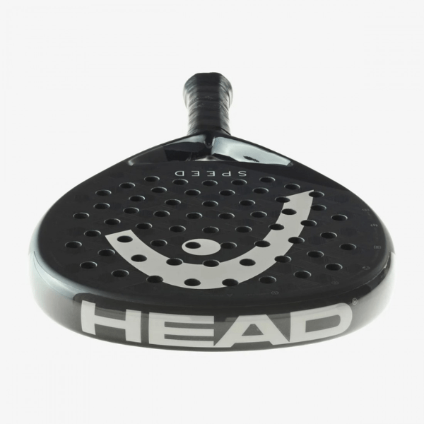 Black and gray tennis racket head with 'HEAD' branding on a white background