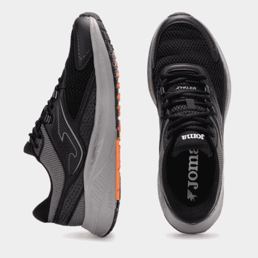 Joma Vitaly Running Shoes 25 Unisex Black/Gray with breathable mesh upper and cushioned sole.