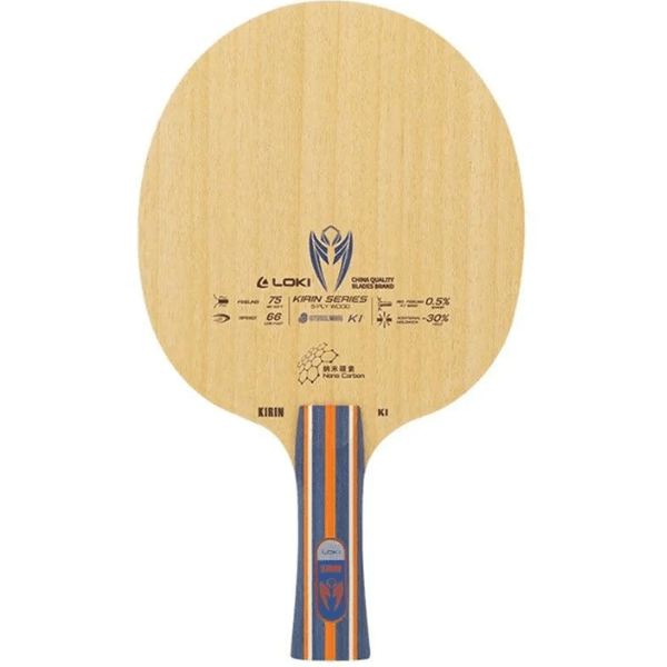 Table tennis paddle with brand logo and text on a white background