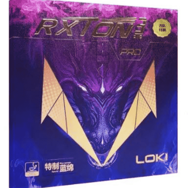 Purple and gold sports equipment packaging with 'LOKI' branding