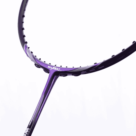 MAXBOLT Woven Tech 90 Purple badminton racket featuring a stylish purple design, woven technology frame, and comfortable grip for improved control and performance on the badminton court.