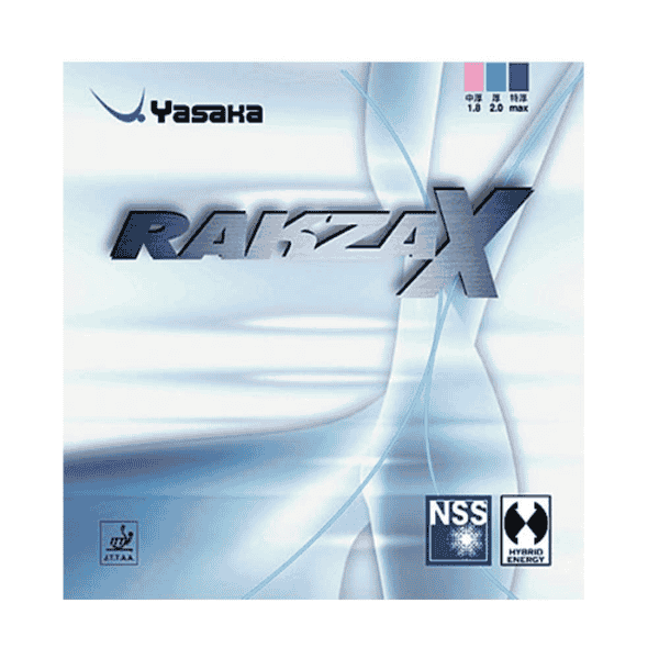 Yasaka RAKZAX table tennis rubber with brand logos on a white background
