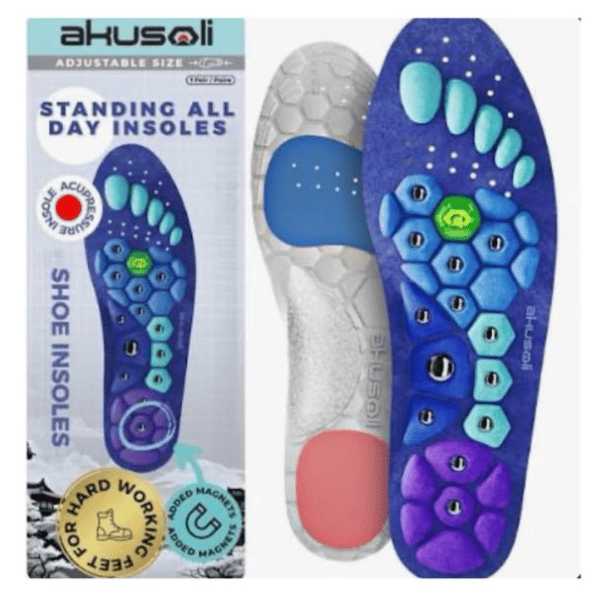 Akusoli insoles for men, cushioned shoe insoles designed for everyday comfort, foot support, and shock absorption.