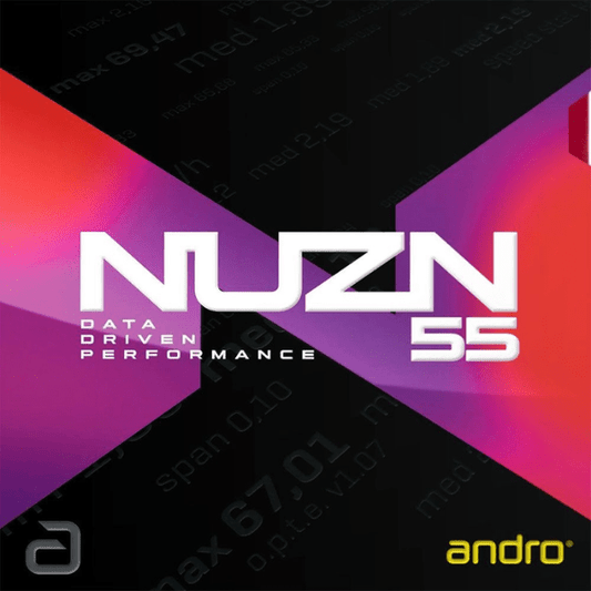 NUZN 55 logo with geometric design on a black background