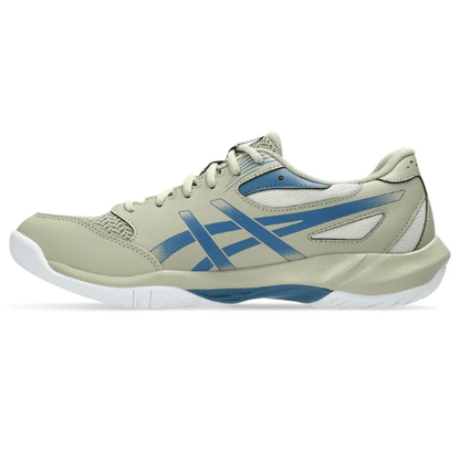 Beige and blue sneaker on a white background