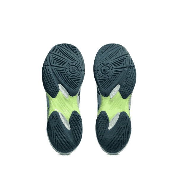 Pair of running shoes showing sole design on a white background