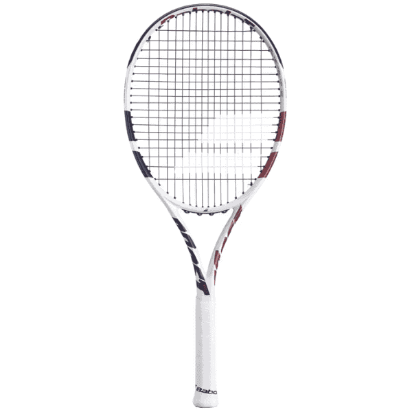 Tennis racket with white handle on a white background