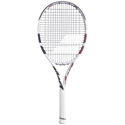 Tennis racket with white handle on a white background