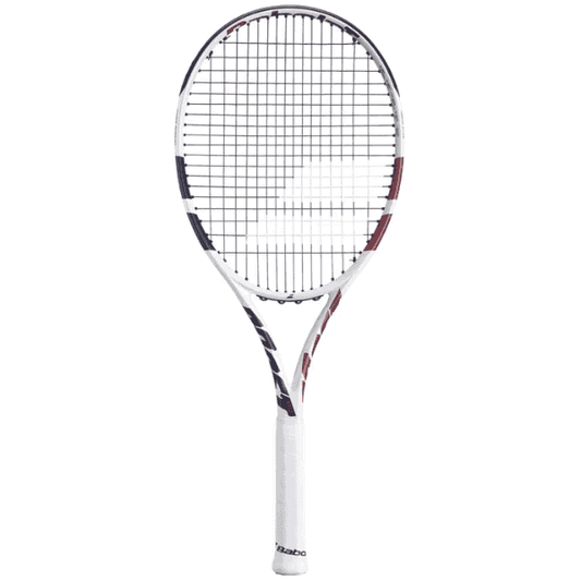 Tennis racket with white handle on a white background