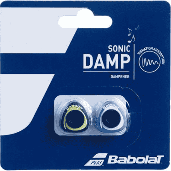 Babolat Sonic Damp vibration absorption dampener packaging on a blue background