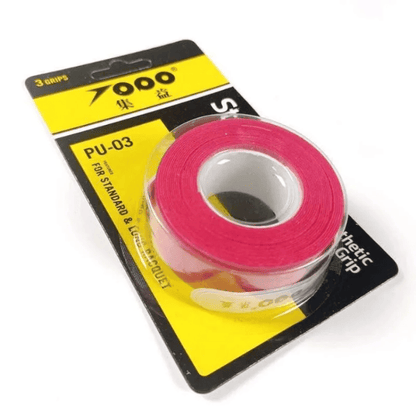 7000 Strong Grip PU-03 synthetic PU racket overgrip 3-pack in red for badminton, tennis, squash, and padel rackets