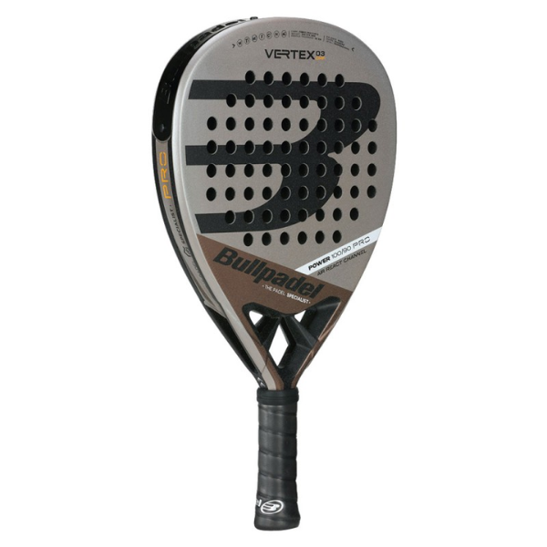 Paddle racket with 'Bullpadel' branding on a white background