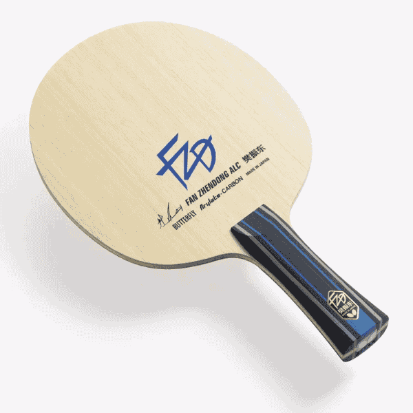 Table tennis paddle with brand logo on a white background