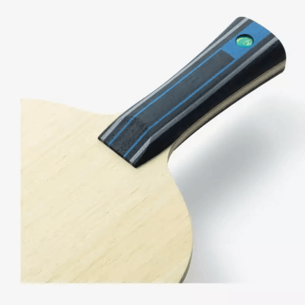 Close-up of a table tennis paddle with a white background