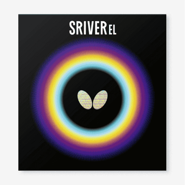 Butterfly table tennis rubber with SRIVEREL branding on a black background
