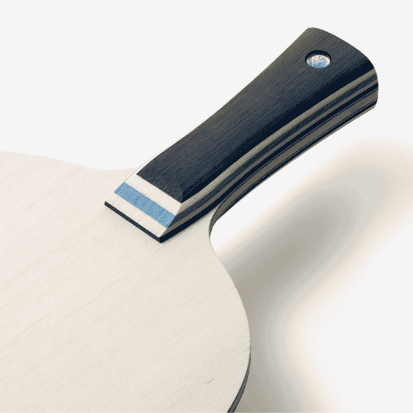 Close-up of a metal tool with a black handle on a white background