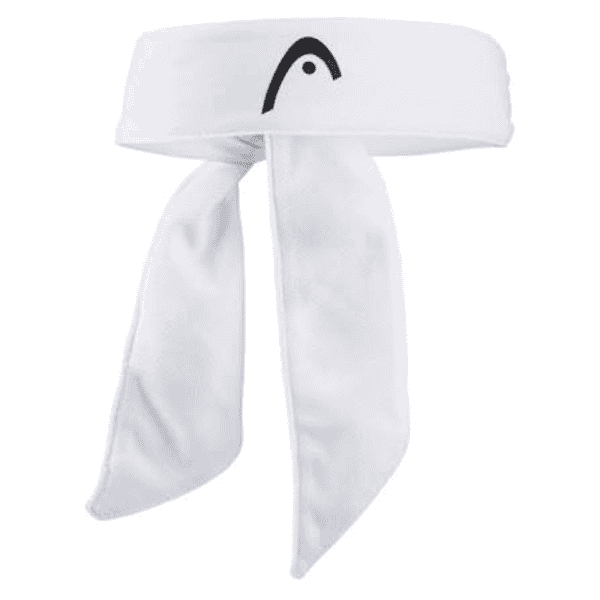 HEAD Pro Player white sports bandana with a black HEAD logo and tie-back design.