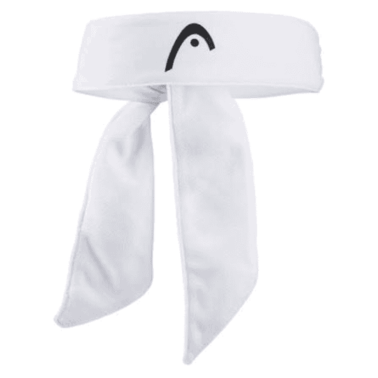 HEAD Pro Player white sports bandana with a black HEAD logo and tie-back design.