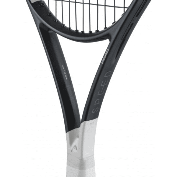 HEAD Speed MP 2026 Tennis Racket with a modern black and white design, lightweight graphite frame, and balanced construction for speed, control, and powerful all-court performance.