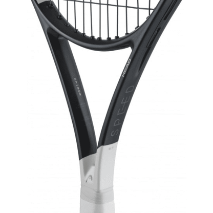 HEAD Speed MP 2026 Tennis Racket with a modern black and white design, lightweight graphite frame, and balanced construction for speed, control, and powerful all-court performance.
