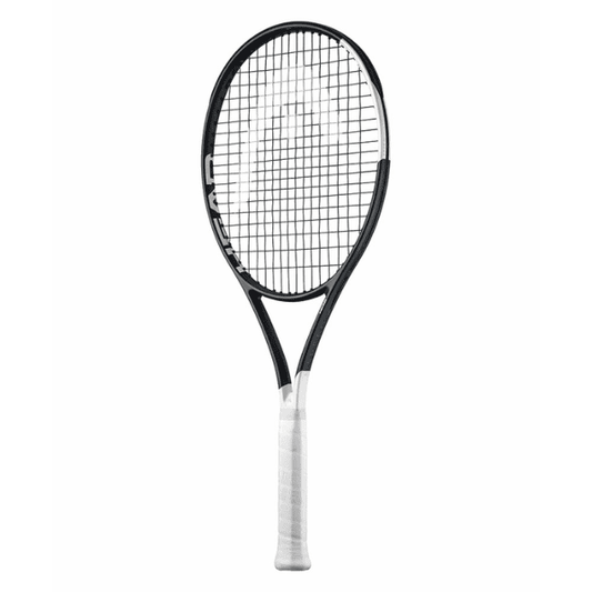 HEAD Speed MP 2026 Tennis Racket with a modern black and white design, lightweight graphite frame, and balanced construction for speed, control, and powerful all-court performance.