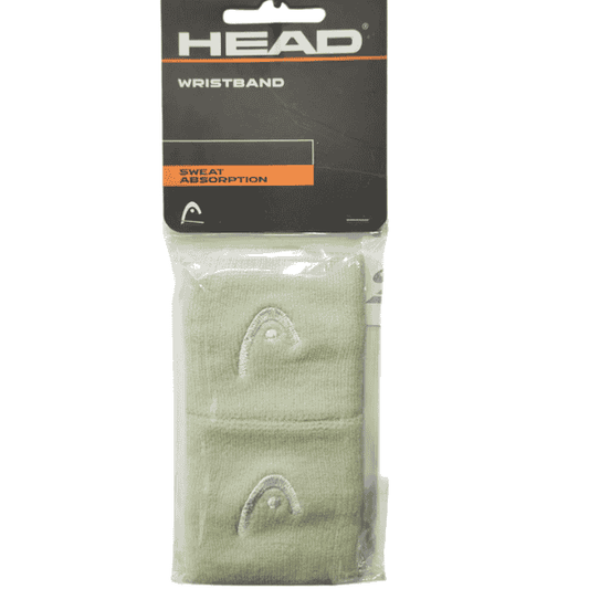 Head 2.5” green sweat-absorbing sports wristbands with embroidered logo, sold as a pair.
