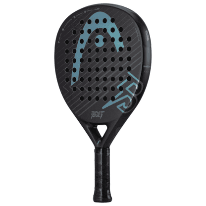 Black and blue paddle with brand logo on a white background