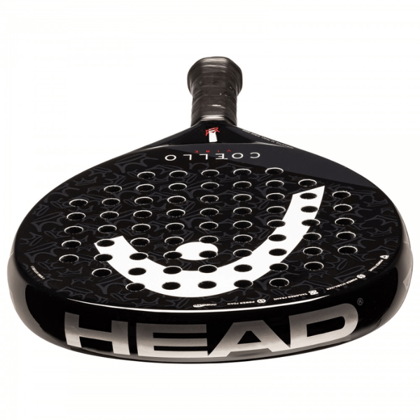 Black and white HEAD racket on a white background