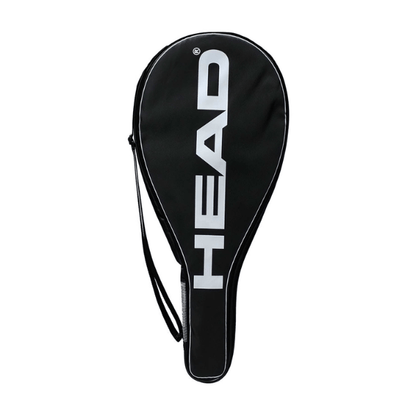 Black tennis racket cover with 'HEAD' logo on a white background