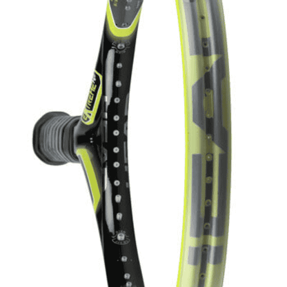 Black and yellow ski with branding on a white background