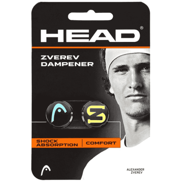 HEAD Zverev dampener packaging with a black background and branding.