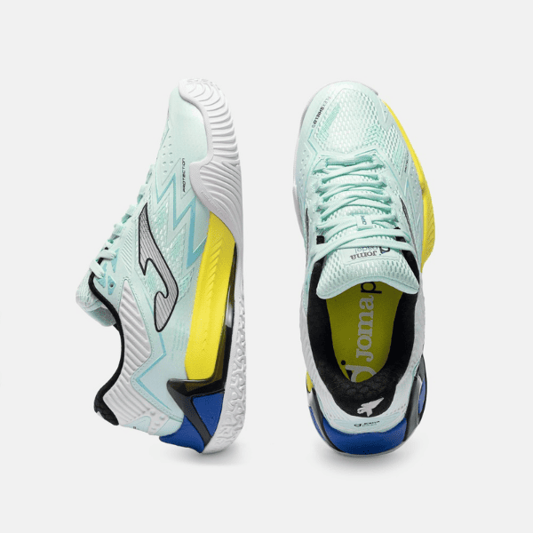 Joma Open 2605 padel shoes in turquoise, featuring a sporty design for comfort, grip, and stability on the padel court