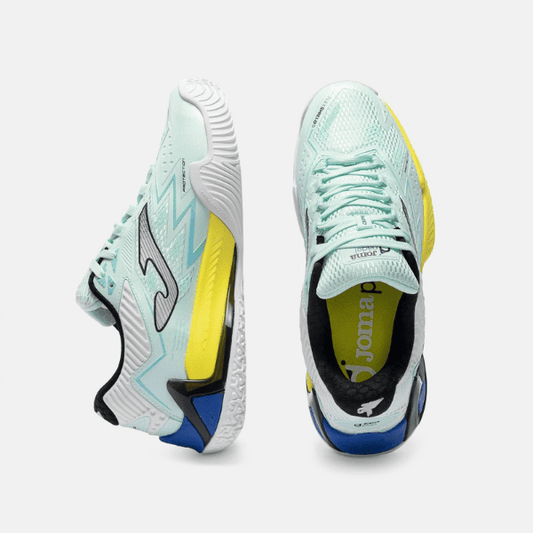Joma Open 2605 padel shoes in turquoise, featuring a sporty design for comfort, grip, and stability on the padel court