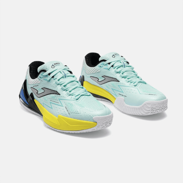 Joma Open 2605 padel shoes in turquoise, featuring a sporty design for comfort, grip, and stability on the padel court