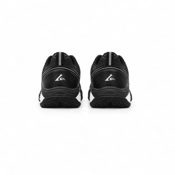 Lefus LFS-L029 badminton shoes in white and black with a cushioned sole and supportive heel design.