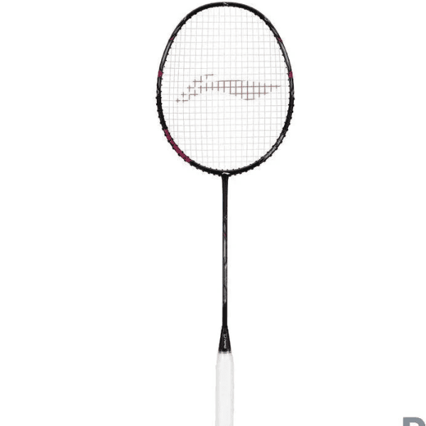 Li-Ning Axforce Canon badminton racket in black, featuring a sleek dark frame and aerodynamic design for powerful smashes, quick swings, and responsive control on the badminton court.