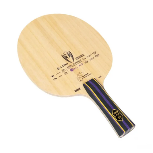 Table tennis paddle with brand logo on a white background