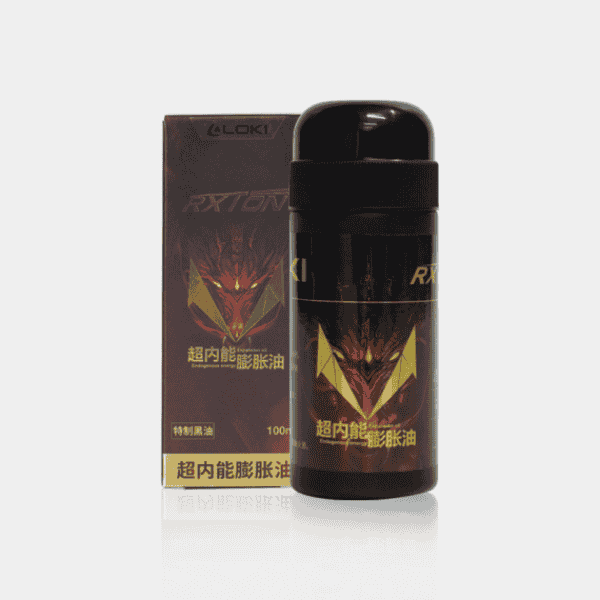Black container with red and yellow design on a white background
