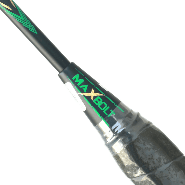 MAXBOLT Raptor-X 7 badminton racket featuring a lightweight frame, sleek design, and comfortable grip for powerful and controlled shots on the badminton court.