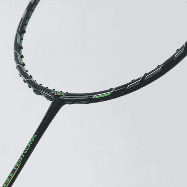 MAXBOLT Woven Tech 60 Green badminton racket featuring a stylish green design, woven technology frame, and comfortable grip for enhanced control and performance on the badminton court.