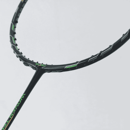 MAXBOLT Woven Tech 60 Green badminton racket featuring a stylish green design, woven technology frame, and comfortable grip for enhanced control and performance on the badminton court.