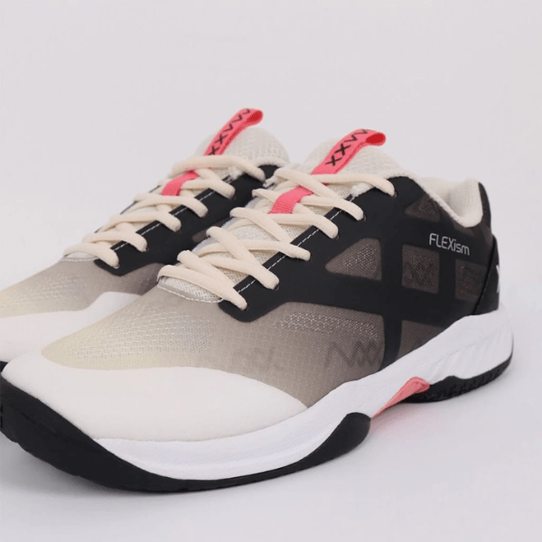Pair of Flexism running shoes on a light gray background