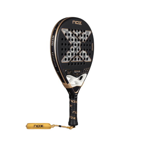 Paddle racket with 'NOX' branding on a white background