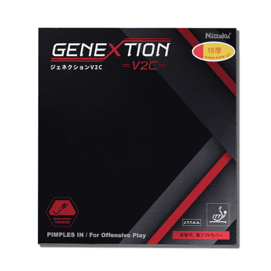 Nittaku Genextion V2C table tennis rubber packaging on a white background