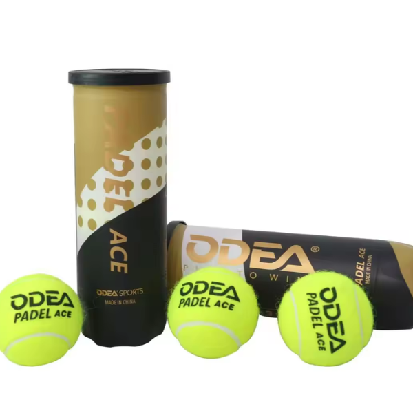 Odea Padel Ace tennis balls with a canister on a white background