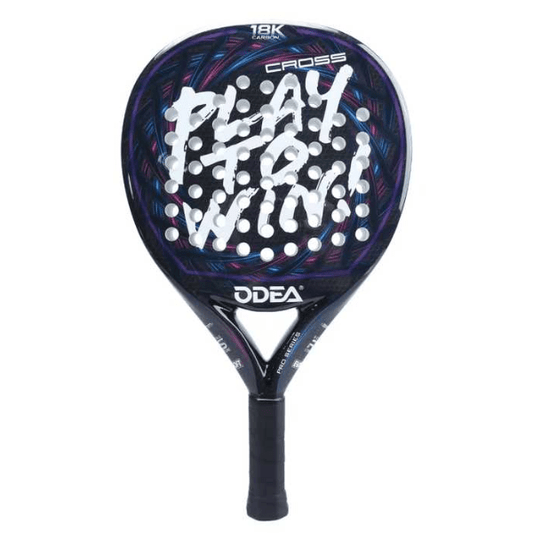 Paddle racket with 'Play to Win' text on a white background