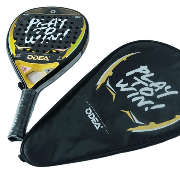 Paddle racket with cover featuring 'Play to Win!' text and ODEA branding.